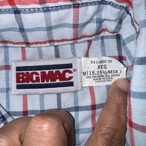 Vintage 90s Big Mac Flannel Shirt Long Sleeve Plaid Medium USA Made Outdoors - Picture 3 of 8